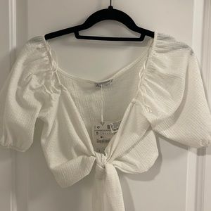 White crop blouse